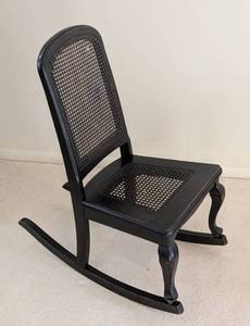 lot 37 image: Petite Painted Cane Rocking Chair