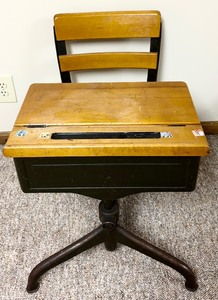 lot 105A image: Vintage Old Childs Wooden Schoolhouse Desk