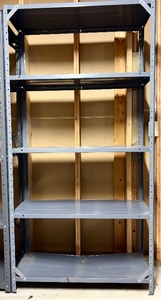 lot 85 image: Blue Metal Storage Unit in Blue with 5 Shelves and Measures at 58 Inches