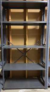 lot 86 image: Blue Metal Storage Unit with 5 Shelves 60 inches Tall