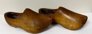 lot 107A image: Vintage 1970s Large Hand Carved Wooden Dutch Shoes  Clogs