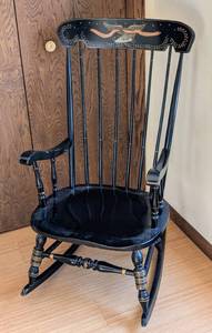 lot 56 image: Vintage Liberty and Independence Painted Rocking Chair