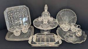 lot 110 image: Assorted Vintage Glass and Crystal Servingware