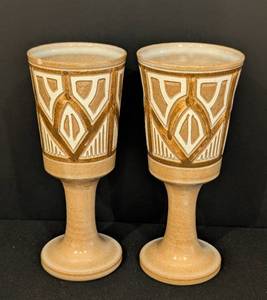 lot 127 image: Pair of Vintage Stoneware Goblets