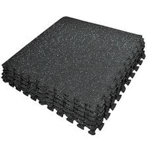 lot 14 image: Sorbus Black with Blue Sparkle - Residential 24 x 24 in. Interlocking Rubber Carpet Mat Square (24 sq. ft.)   Customer Returns See Pictures
