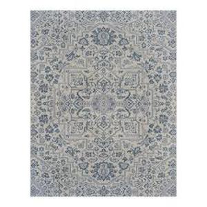 lot 19 image: Hampton Bay Osprey Blue 8 ft. x 10 ft. Floral Medallion IndoorOutdoor Area Rug Customer Returns See Pictures