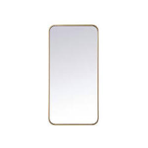 lot 29 image: Timeless Home 36 in. H x 18 in. W Brass Modern Soft Corner Rectangular Wall Mirror  Customer Returns See Pictures