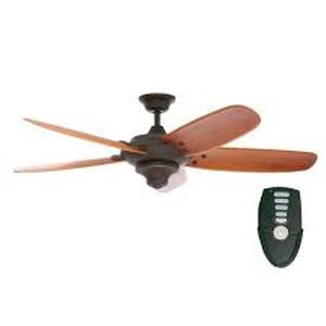 lot 31 image: Home Decorators Collection Altura 56 in. Indoor Oil-Rubbed Bronze Ceiling Fan with Downrod, Remote and Reversible Motor Light Kit Adaptable  Customer Returns See Pictures