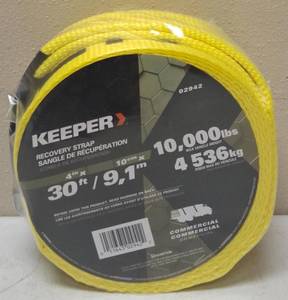 Keeper  Recovery Strap 4 in x 30 ft - Max Vehicle Weight 10,000 lbs