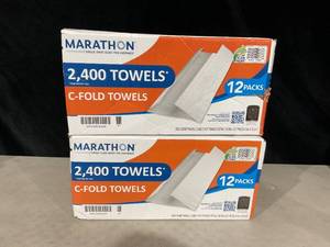 lot 359 image: LOT OF 2 Marathon C-Fold Paper Towels - 2,400 Count