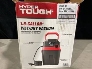 lot 371 image: Hyper Tough 1.5 Gallon 2 Peak HP Poly WetDry Vacuum, VH105 3502