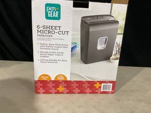 lot 377 image: PenGear 6-Sheet Micro-cut PaperCredit Card Shredder with 3.4 Gallon Bin, Home and Office use