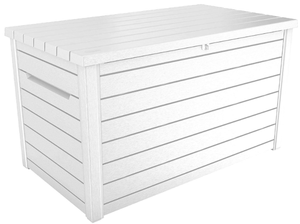 lot 483 image: Keter Deck Storage Box Outdoor Patio Container  White