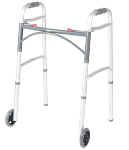 lot 487 image: Drive Medical 10210-1 2-Button Folding Walker with Wheels