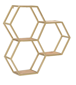 lot 499 image: Westlynn Wall Shelves Gold Metal
