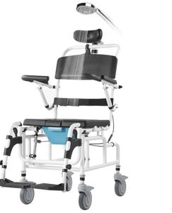 lot 503 image: VEVOR Shower Wheelchair, 17.5in Width Aluminum Alloy Bathroom Wheelchair for Inside Shower