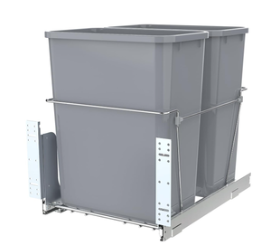 lot 627 image: Double Pull-Out Trash Can for Under Kitchen Cabinets Include Double 35QT Trash Bin Doesnt Include Door Fittings, Bottom-Mount Recycling Bin