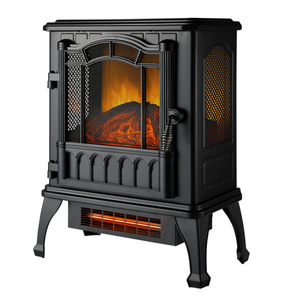 lot 628 image: Mainstays 2-Setting 3D Electric Stove Heater with Life-like Flame, Black
