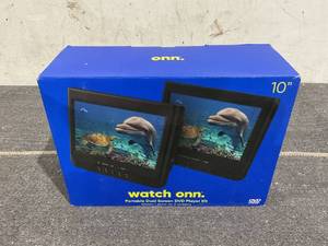 lot 131 image: 2PCS Onn. 10 Dual Screen DVD Player with Digital Panel