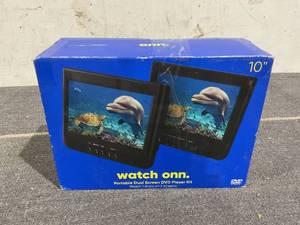 lot 136 image: 2PCS Onn. 10 Dual Screen DVD Player with Digital Panel