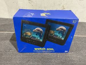 lot 146 image: 2PCS Onn. 10 Dual Screen DVD Player with Digital Panel