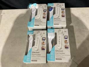 lot 426 image: LOT OF 4 Equate Bluetooth Dual-Function Infrared Thermometer, Forehead and Ear Mode