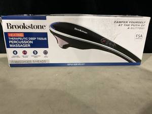lot 397 image: Brookstone Handheld Percussion Body Massager, 4 Vibration Modes, 5 Interchangeable Heads