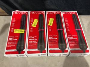 lot 402 image: LOT OF 4 Revlon One-Step 1-12 Root Booster Round Hair Dryer