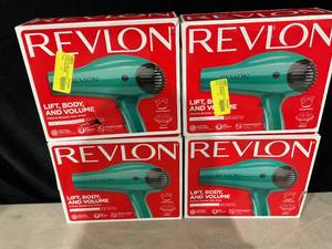lot 407 image: LOT OF 4 Revlon 1875W IONIC Volume Booster Hair Dryer