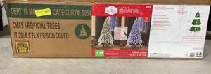 lot 456 image: 6.5 Pre-Lit Flocked Frisco Pine Artificial Christmas Tree with 250 Color-Changing LED Lights and Stand, by Holiday Time