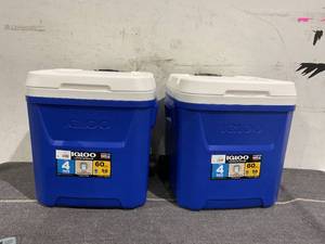 lot 60 image: LOT OF 2 Igloo 60 QT Laguna Ice Chest Cooler with Wheels