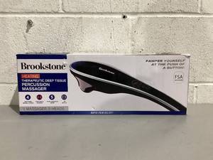 lot 583 image: Brookstone Handheld Percussion Body Massager, 4 Vibration Modes, 5 Interchangeable Heads