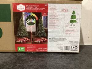 lot 715 image: 6.5 ft Pre-Lit Madison Pine Artificial Christmas Tree with 250 Color-Changing LED Lights and Stand, by Holiday Time