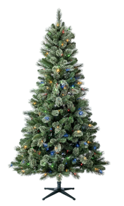 lot 710 image: 7.5 ft Pre-Lit Liberty Cashmere Pine Artificial Christmas Tree with 300 Color-Changing LED Lights and Stand