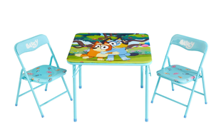lot 721 image: Bluey Kids 3-Piece Table and Chairs Set, Blue