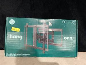 lot 476 image: Onn. Ultra-slim Full Motion TV Wall Mount for 50 to 86 TVs, up to 20° Tilting