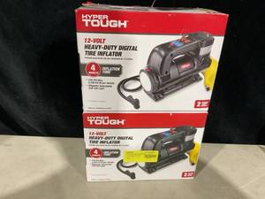lot 314 image: Hyper Tough DC 12V Heavy Duty Direct Drive Digital Tire Inflator with Detachable LED Light