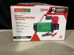 lot 316 image: Stop & Go Portable Single Piston 12 volt Air Compressor Inflates Up to 42 tires for Car