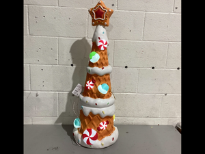 lot 351 image: Light-up Pastel Gingerbread Waffle Tree, 36 by Holiday Time