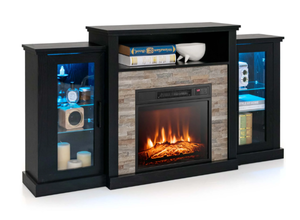 lot 2 image: Costway Fireplace TV Stand with Led Lights & 18 Electric Fireplace