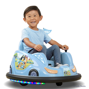 lot 22 image: Bluey by Flybar, 6V Bumper Car Ride on Toy for Children