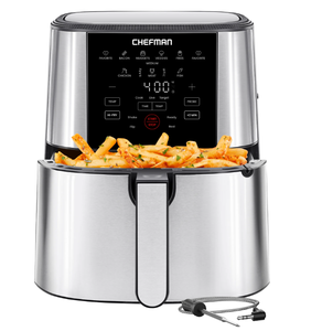 lot 124 image: Chefman ExacTemp 5 Qt. Digital Air Fryer with Temperature Probe - Stainless Steel