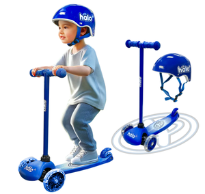 lot 208 image: HALO Rise Above Jr 3 Wheel Scooter and Helmet Combo
