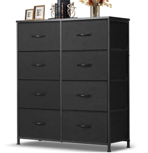 lot 230 image: 8 Drawer Dresser, Tall Chest Of Drawers Nightstand Storage Tower Storage Dresser Fabric Dresser