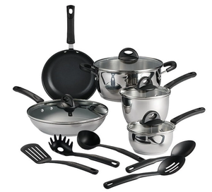 lot 232 image: 14PCS Tramontina Everyday Stainless Steel Tri-Ply Base Cookware Set
