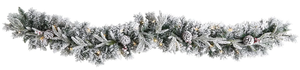 lot 243 image: 6ft. Flocked Artificial Christmas Garland with Pine Cones and 35 Warm White LED Lights