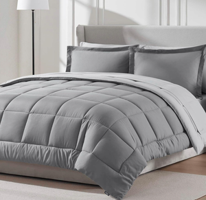 lot 287 image: 7PCS Queen Size Nestl Comforter Set - Reversible Comforters Grey, Bed in a Bag Queen All Season
