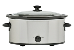 lot 366 image: Mainstays 6 Quart Oval Slow Cooker, Stainless Steel Finish, Glass Lid