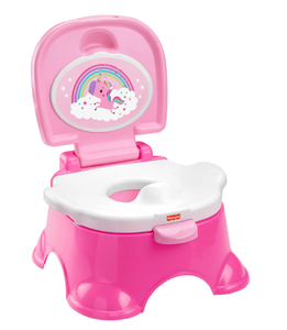 lot 474 image: Fisher-Price 3-in-1 Unicorn Tunes Potty Toddler Training Toilet and Step Stool with Music