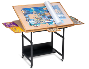 lot 515 image: Becko US Tilting Jigsaw Puzzle Table with 5 Drawers & Cover, Adjustable Jigsaw Puzzle Board